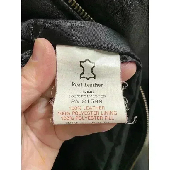 Vintage Real Leather Hooded Jacket Zip And Button Heavy Size M Pockets *Read* - Picture 15 of 16